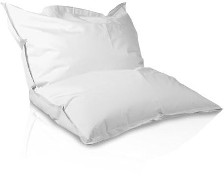 Bepouf - Pouf a Sacco, Cuscino Morbido in Poliestere con Imbottitura in Palline di Polistirolo, Poltrona a Sacco Adatta per Camera, Salotto e Esterni - Dimensione Piccola 140x100, Colore Bianco