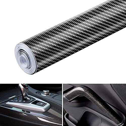 KAHEIGN Autofolie Carbon Vinyl Folie, 6D Hochglanz Blasenfrei Wasserdicht Selbstklebend Autofolie Carbon Vinylfolie Aufkleber mit 3D-Textur, 300 cm x 30 cm Auto Shutz Folie für Auto Deko