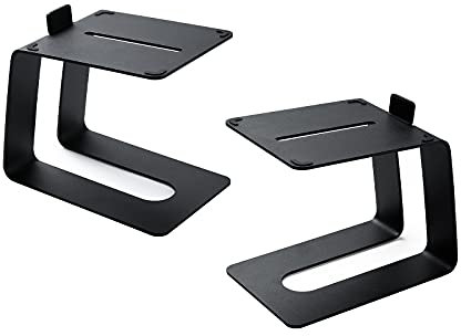 Desktop-Lautsprecherständer, Speaker Stand für kleine und mittlere Computerlautsprecher im Regal, vibrationsdämpfende, geneigte Tischlautsprecherständer, schwarz – Paar