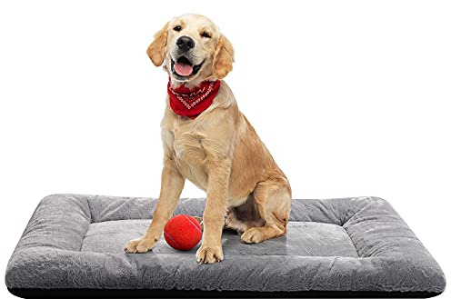 Dog Beds Crate Pad for Medium/Large Dogs Fit Metal,Ultra Soft, Washable & Anti-Slip Kennel Pad for Dogs Cozy Sleeping Mat,Gray 36inch