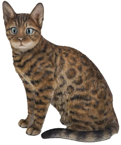 HiLine Gift Ltd. Sitting Bengal Cat Statue,Brown