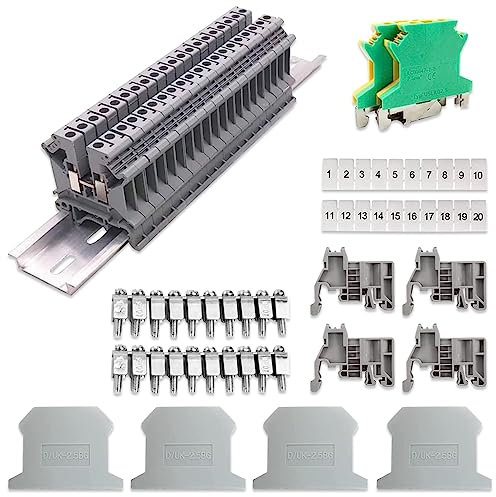 Riiso Reihenklemmen, UK-2.5 Durchgangsklemme, Hutschienen Klemmen, Klemmleiste Kit für Automatisierungsprojekte, Garage, DIY