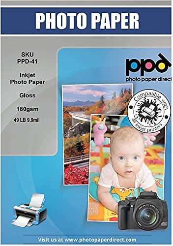 PPD 50 x A3 Inkjet Premium Fotopapier 180g Hochglänzend, Sofort Trocken und Wasserfest PPD-41-50