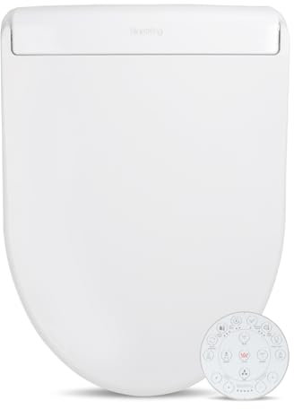 BidetKing Crown Round Bidet Toilet Seat, Endless Warm Water, Strong Spray, Backlit Remote, Multi-color LED, Ultra Slim, Stainless Steel Nozzle, Sittable Lid, 3 Year Warranty (Round)