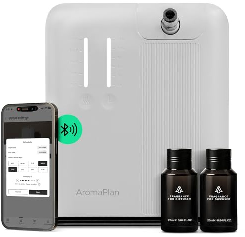AromaPlan 5 Star Collection Cold Air Scent Diffuser, Whole House (2 Scents Included)- Waterless Smart Aroma, Scent &Time Adjust., App Control, HVAC | Home, Commercial, Hotel | Large Room, 2,000 sq.ft