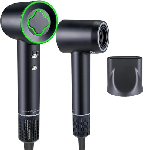 Secador de pelo, secador de pelo AC 1600W, secador de pelo iónico, 2 velocidades y 4 temperaturas (negro)