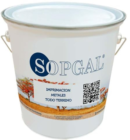 Sopgal Imprimación Metales de Secado Rápido Todo Terreno (4 ltr Blanco) - Protege el metal y mejora la adherencia de pinturas y esmaltes