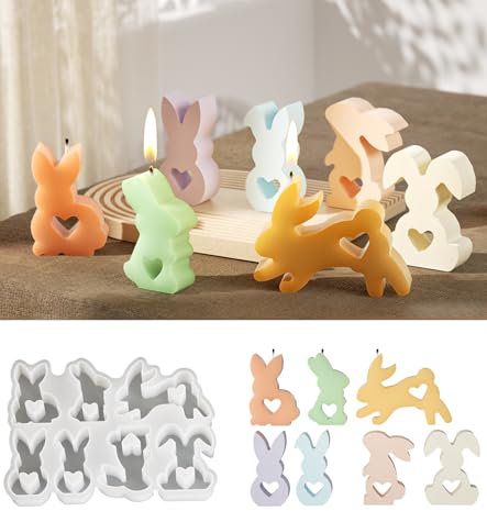 7 stampi in silicone a forma di coniglietto pasquale, per colata di coniglio, Pasqua, decorazione gesso, candele soia, artigianato fai-da-te