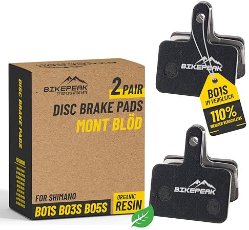 Set di 2 pastiglie freno a disco Performance per Shimano B01S B03S B05S & Tektro, in resina organica per MTB, trekking ed e-bike, forte forza frenante e durevole