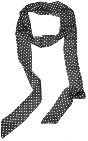 YELARXI Long Neckerchief, Stylish Ribbon Scarf Skinny Scarf Necktie - Fitting for (Necktie - Belts Sash - Hair Scarves - Ribbon Tie) 1 Pcs & 75 Inch & Black with Tiny White Polka Dots