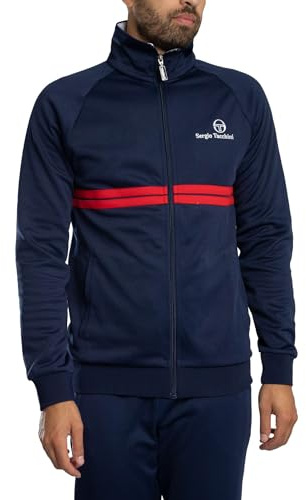 Sergio Tacchini Men's New Dallas Track Jacket, Maritime Blue/White/Adrenaline Rush, L