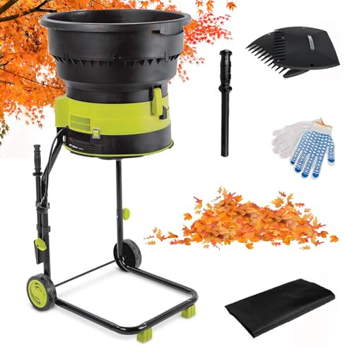 Trituradora De Compost Eléctrica De 2500 W, Trituradora De Hojas De Jardín Sin Aspas, con Ruedas Y Bolsas De Almacenamiento, Herramientas De Limpieza para Jardín(Sin cable de alimentación)