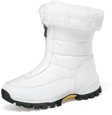 ENEN Bottes de Neige Imperméable Femme Homme 35-43, Bottes Femme Hiver Fourré Antidérapantes Semelle en Caoutchouc Chaude Confortable pour Extérieur, Randonnée (2329 Blanc,38)