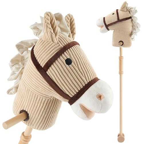 Bieco Käpphäst barn Lucky | Hobby Horse hästar | Käpphäst hjul | Trä häststav | käpp hästar vackra för barn, käpphäst, småbarnstillbehör