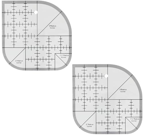 TRKETK 2 Piezas Regla de Corte de Esquina Curvada Acrílica, Regla de Patchwork Quilting Template Ruler Herramientas de Tela Transparente para Proyectos de Costura de Suministros de Bricolaje