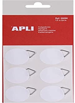 Apli Pochette de 12 attaches cadres adhésifs - Diamètre 30 mm - Coloris : Blanc 38710 Assorties