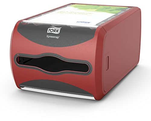 Tork Xpressnap Distributeur de Serviettes de comptoir rouge N4, gamme Signature, 14,5 cm x 19,1 cm x 30,7 cm, 272512