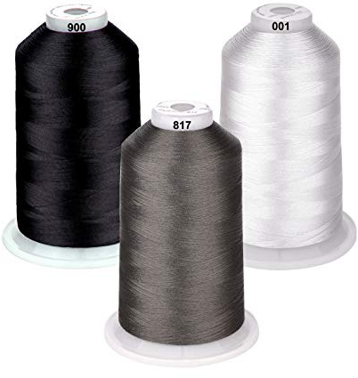 Simthread - 26 selezioni - Diversi lotti di fili di poliestere grigio per macchina da ricamo - Grande bobina 5500Y per macchine da cucire multiuso - Colore essenziale 3