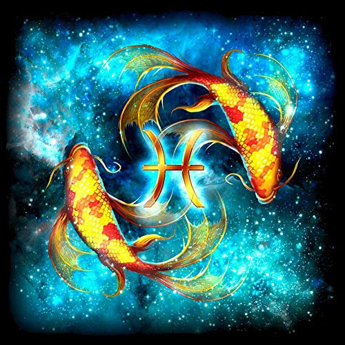 ABEUTY 5D Diamond Painting DIY Full Drill Strasssteine Sternzeichen Fische Malen mit Diamanten Kristall Diamant Kunst Kits (Fische)