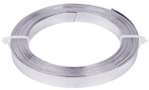 BENECREAT 5m (16.5FT) 10mm breiter flacher Schmuck Craft Wire 18 Gauge Aluminiumdraht für Lünette, Skulptur, Armatur, Schmuckherstellung - Silber