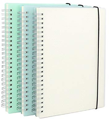 Lodrepas 3 Pack A5 Spiral Bullet Dotted Journal with 120gsm Thick Paper, Dot Grid Spiral Notebook with Plastic Hardcover and Elastic Band Closure, 80 Sheets Per Pack 5.7X 8.3 inches