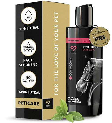 Peticare pH-neutrales Pferdeshampoo | farbneutral für alle Rassen | schonend sanfte Reinigung | rückfettend & reduziert Juckreiz | einzigartiges PRS® System für Lange Wirkung – petHorse Care 2015