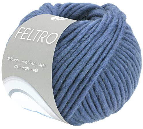 LANA GROSSA Feltro | Filzgarn für Kreativhandwerk, vielseitig, hochwertige Wolle zum Nass- und Trockenfilzen | Handstrickgarn aus 100% Schurwolle | 50g Wolle zum Stricken & Häkeln | 50m FB 101