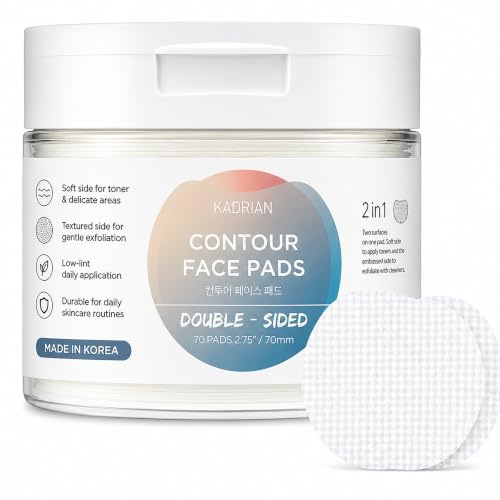 Exfoliating Cotton Rounds for face - Double-Sided - Korean Toner Pads - Round Cotton Pad for Face - Lint Free Makeup Remover - Skin Care Cleansing