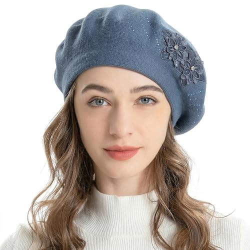ZLYC Béret réversible en Cachemire pour Femme | Doux et confortable, esthétique parisienne vintage chic, blazer de bureau, style quotidien, café voyage, séance photo