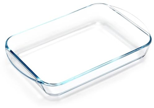 NUTRIUPS 2.6L Oven Dish, 35x23x5.5cm Glass Baking Dish, Large Lasagne Dish, Rectangular Oven Proof Dishes
