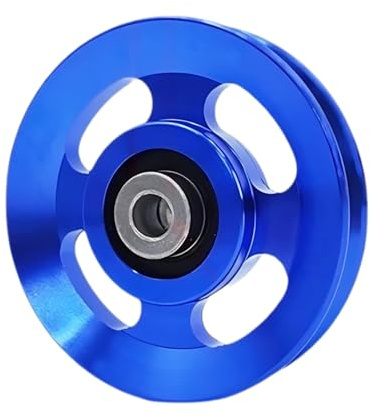 Gueiddi Puleggia da palestra in alluminio, puleggia universale per cuscinetti in lega di alluminio, per macchine da palestra, attrezzature da palestra, porta del garage (blu, 114-115 mm)