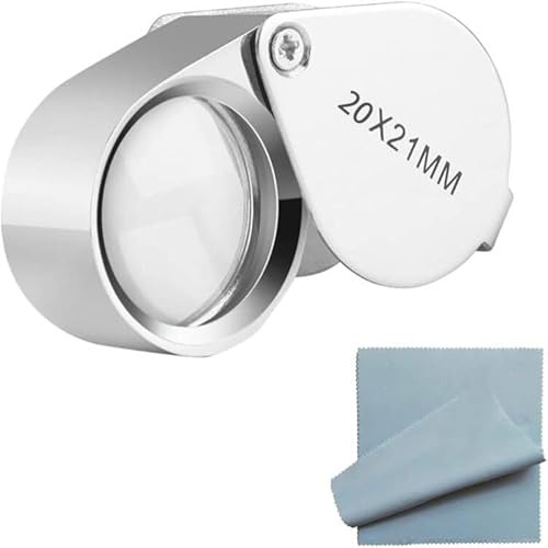Lupa Joyero 20x de Bolsillo - Aumento de Cristal 21 mm Para Joyería, Antigüedades, Botánica y Relojería - Lente Ocular Profesional