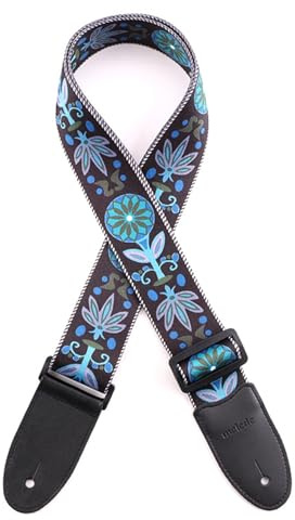 JSHshield Gitarrrem, Gitarrtillbehör, Fluorescerande jacquard Justerbar Gitarraxelrem för Bas, Elektrisk och Akustisk Gitarr, Bästa Gåvor till Gitarrister