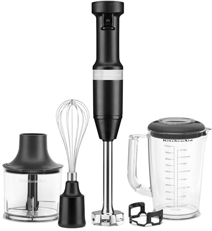 KitchenAid Variable Speed Corded Hand Blender with Accessories, Black Matte, KHBV83BM