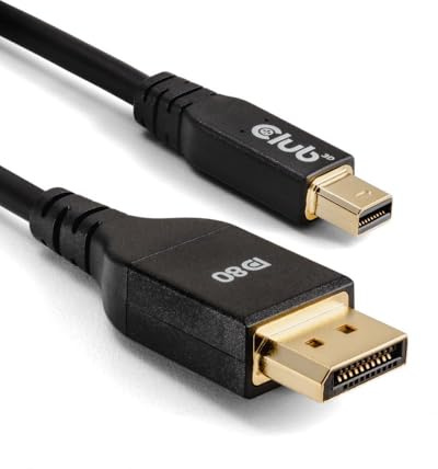 Club 3D CAC-1116 Mini DisplayPort till DisplayPort tvåriktad VESA DP80-certifierad kabel M/M 1 m/3,28 fot