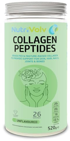 NutriVolv Collagen Peptides Powder for Women & Men 520g | 26 Servings | 20g Collagen Per Serving | Highly Bioavailable Hydrolysed Collagen | Hair, Skin, Nail Support Supplement