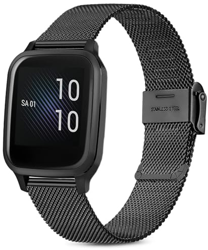 Issinlky Metall Armband för Garmin Venu Sq/Sq 2/Venu 2 Plus/Vivoactive 3/5/Venu/Vivomove HR/Forerunner 55 245 645, 20 mm Rostfritt Stålband