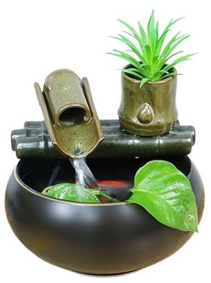 FAJNUZI2024 Fontana Tavolo Fontana d'Acqua in Ceramica in Stile Rustico, Mobile TV for Soggiorno, Arredamento Decorativo, Piccoli Ornamenti da Tavolo Fontana Interni