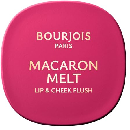 Bourjois | Macaron Melt Lip & Cheek Flush | 4 Pink Guava | Colorete | Textura Elástica de Polvo en Crema | Aterciopelado | Fórmula Ligera | Espejo Incorporado | 8 g
