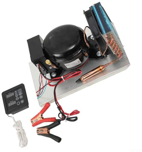 HanOaki BD25HC Compressore Frigorifero DC | 12-24V con controllo solare della temperatura | Raffreddato ad aria per la refrigerazione automobilistica e nautica | Unità di raffreddamento efficiente