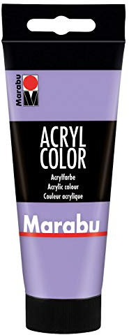 Marabu 12010050007 - Acryl Color lavendel 100 ml, cremige Acrylfarbe auf Wasserbasis, schnell trocknend, lichtecht, wasserfest, zum Auftragen mit Pinsel und Schwamm auf Leinwand, Papier und Holz