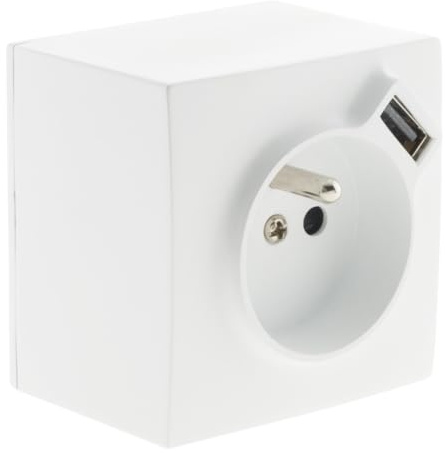 Zenitech Prise 2P+T + USB 2,4A en saillie - Blanc - Bel'Vue