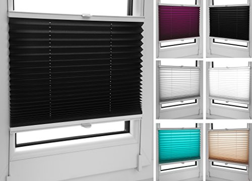 Tropik Home Pleated Blinds 18 Width Sizes, 6 Colours Easy Fit Install Plisse Conservatory Blinds, Black, 70cm Wide by 150cm Drop