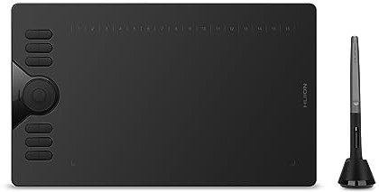 Gráficos Tableta de Dibujo HUION Actualizado HS610 Función de inclinación Lápiz sin batería con 1 Dedo Anillo táctil Conectividad Sistema operativo Android 6.0 Compatible