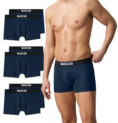 Snocks Boxershorts Herren Bio Baumwolle (6er Pack) Unterhosen Herren ohne einschneidenden Gummibund - Gr. 3XL - Navy