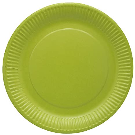OKO LUTION OL453 Cartone/piatto monouso, 20 pezzi, Ø tondo 22,7 cm, altezza del bordo 2,7 cm, senza rivestimento in plastica, per barbecue, compleanno o festa, biodegradabile, verde