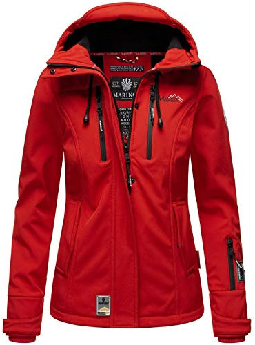 MARIKOO Damen Softshelljacke Übergangsjacke mit Kapuze Kleinezicke Red Gr. XXL