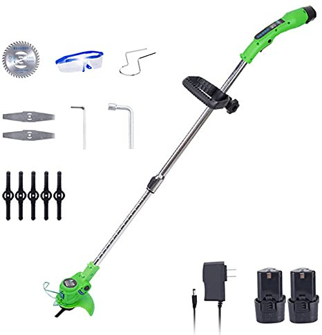 Samnuerly Cortacésped eléctrico 12V Cortacésped eléctrico rotativo Recargable Portátil Telescópico Casa de jardín Cortacésped Ligero Herramientas de poda de deshierbe de jardín 2 baterías zhengzilu