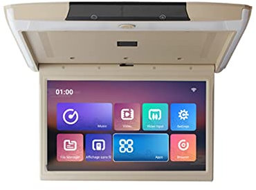 Lecteur DVD portable 12.5 pouces voiture toit montage moniteur 2 + 16GB IPS écran 1080P MP5 vidéo film Playes Automobile plafond TV WIFI Bluetooth pour la voiture ( Color : 12.5 Android Beige , Size :