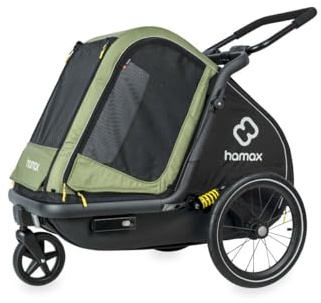 Hamax Pluto Dog Trailer - Green - Medium, Ideal for e-bike use